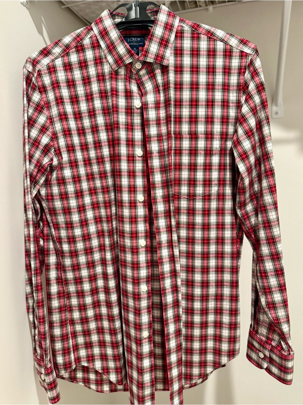 J. Crew Red, White and Black Plaid Cotton Button-Down Shirt